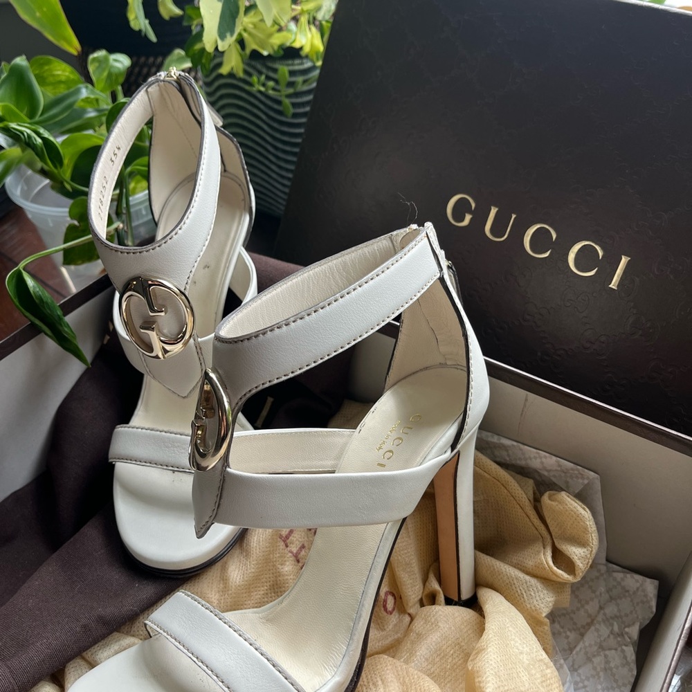 Vintage Gucci White Strappy Heels